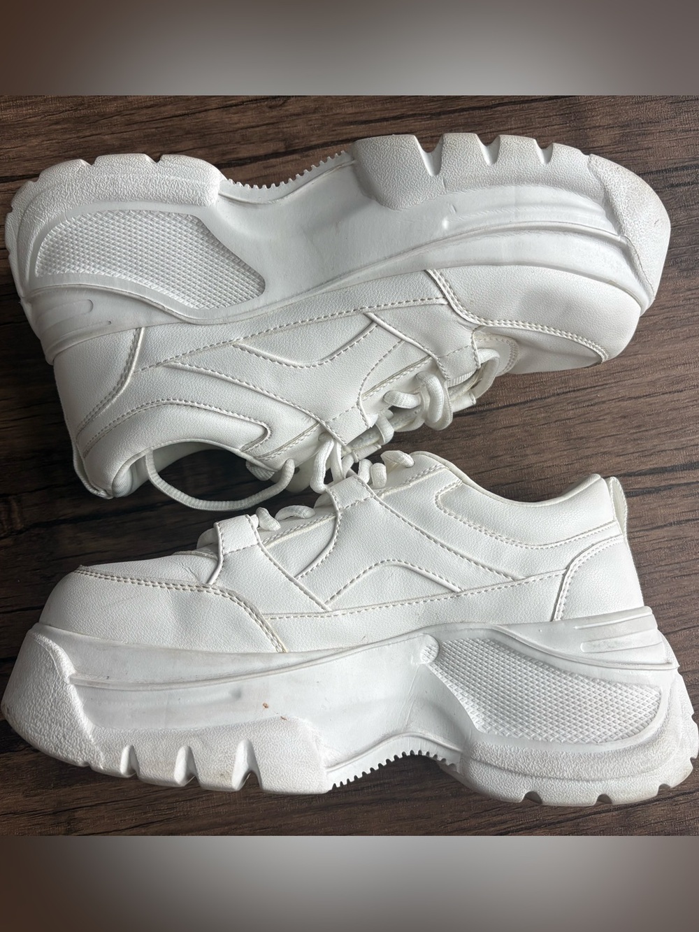 Zara White Lace-Up Platform Sneakers - Picture 2 of 6